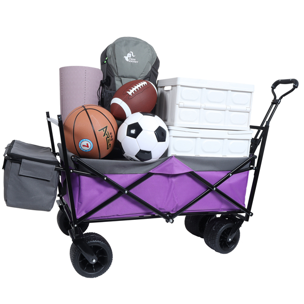 480Lbs Collapsible Wagon with Canopy,Wagon Stroller with 7" All-Terrain Wheels, Lightweight Foldable Wagon, Large Capacity for Camping, Shopping, Sports, and Garden Use,,purple with mosquito net