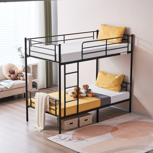 【Same model code: 67430277】Iron Bed Bunk Bed with Ladder for Kids Twin Size Black