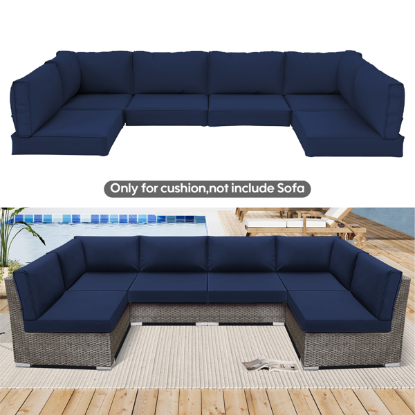 14 PCS Outdoor Cushions for Patio Furniture Replacement, Patio Furniture Cushions with Sponge, Deep Seat Patio Cushions(NAVY BLUE)【Temu is banned, can not be shipped on weekends, order carefully】