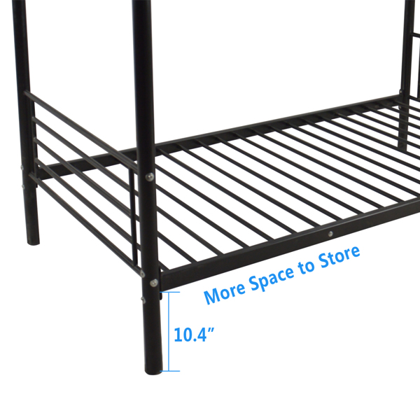 【Same model code: 67430277】Iron Bed Bunk Bed with Ladder for Kids Twin Size Black