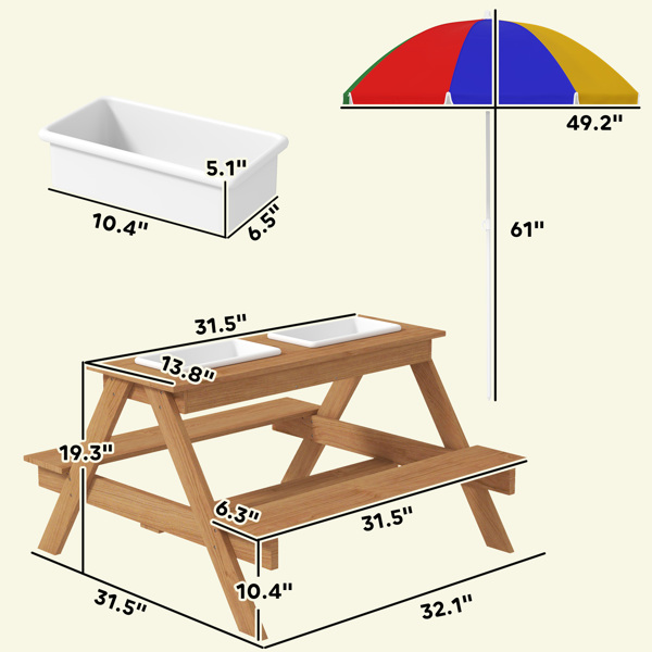 Wooden Outdoor Kids Picnic Table ( Amazon Shipping)（Prohibited by WalMart）