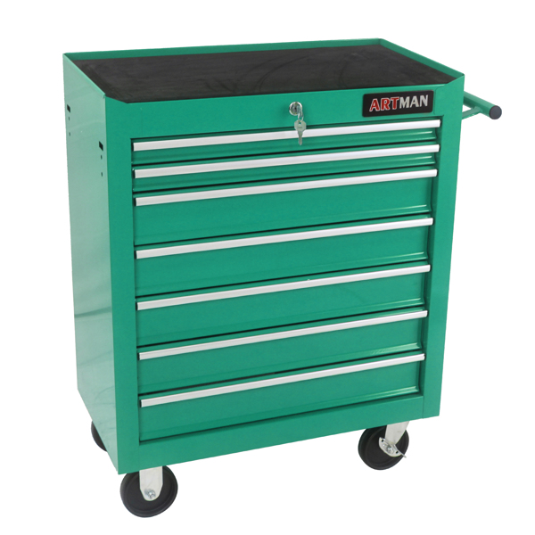 7 DRAWERS MULTIFUNCTIONAL TOOL CART WITH WHEELS-GREEN