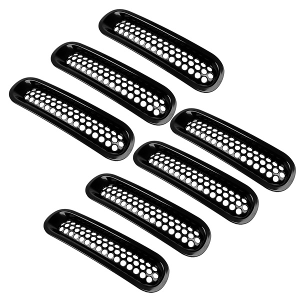 7Pcs Black Front Insert Mesh Cover For 2007 - 2018 Jeep Wrangler JK JKU 3.6L V6