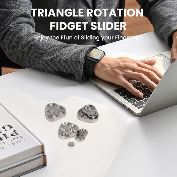 Metal Fidget Slider, EDC Toys Triangle Rotation Metal Fidget Toys Fidget Toys Adults for Stress and Anxiety Relief, Triangle Magnetic Fidget Slider(Silver)