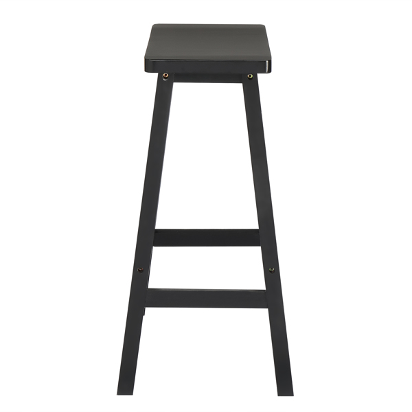 2pcs Pine Wood Saddle Seat Bar Stool Black