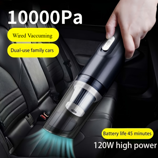 Home Car Vacuum Cleaner, 120W 12000Pa Rechargeable Handheld Wired Charging Multi-function Cleaning Accessories For Car Interior home