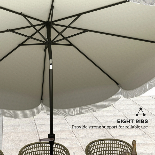 8.8FT Elegance Patio Umbrella, UPF 30+ Outdoor Market Umbrella with 8 Ribs, Push Button Tilt,Light Gray 