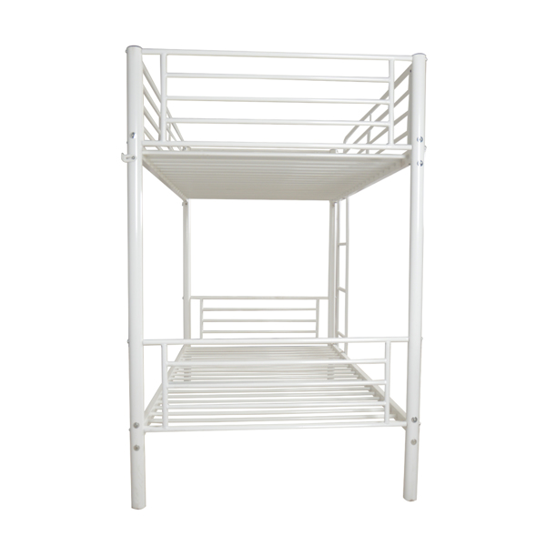 【same code:38354706】Iron Bed Bunk Bed with Ladder for Kids Twin Size White