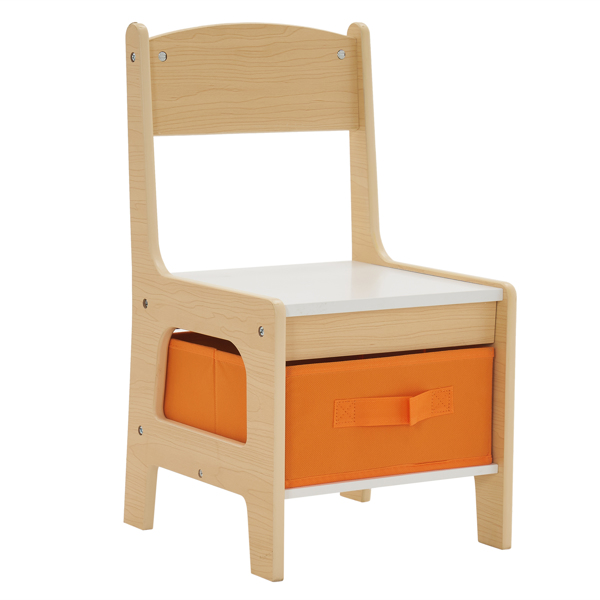 Children's Wooden Table And Chair Set With Two Storage Bags (One Table And Two Chairs)