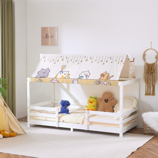 Canopy Roof Design White Painted Pine Children's Bed