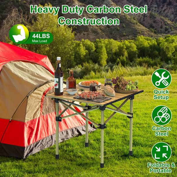 Folding Camping Table, Portable Upgraded Carbon Steel Table with Heavy Duty Carrying Bag, Lightweight Foldable Outdoor Camping Table, Table for Picnic and Barbecue, Beach Patio, Table for 2-3 People