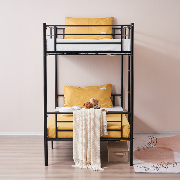 【Same model code: 67430277】Iron Bed Bunk Bed with Ladder for Kids Twin Size Black