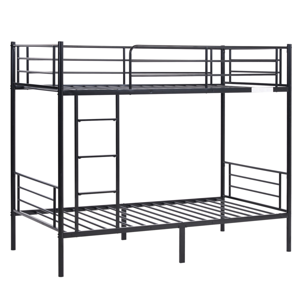 【Same model code: 67430277】Iron Bed Bunk Bed with Ladder for Kids Twin Size Black