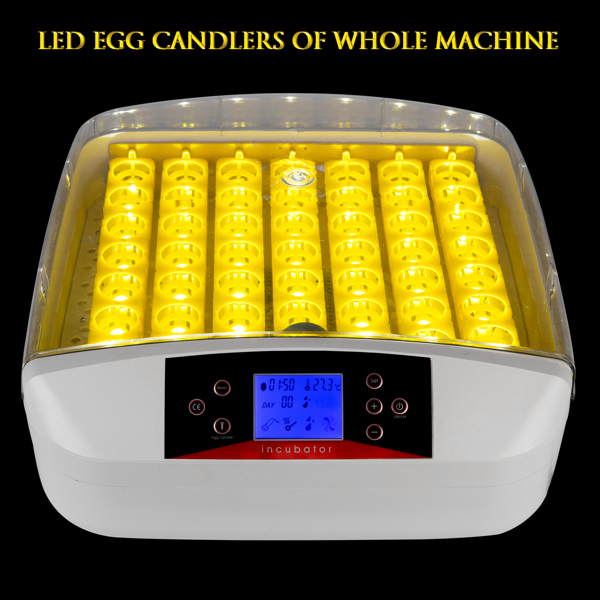 [Same code: 31238079]56-Egg Practical Fully Automatic Poultry Incubator with Egg Candler (US Standard) White