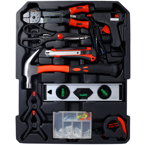 969pcs Home Repair Tool Set Kit for Men, Toolbox Storage Case with 4 Drawers, General Household Tool Kit with Rolling Tool Box, Tool Set Kit for Maintenance, Garden, Homeowner, Handyman -Black