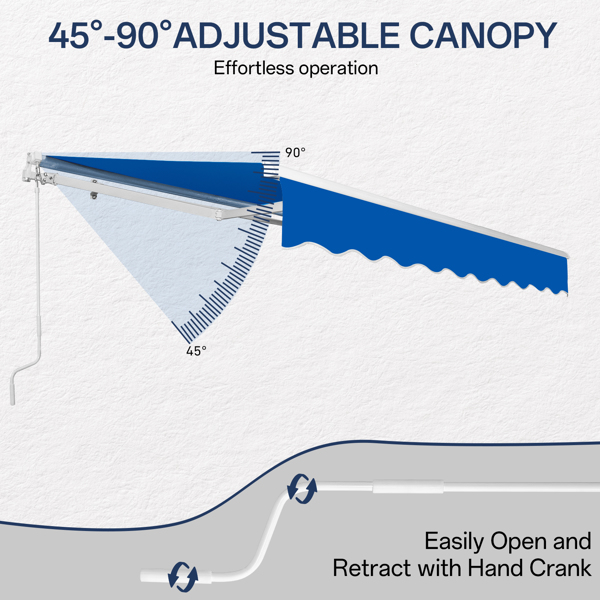 133.9"D x 118.1"W x 59"H retractable awning blue