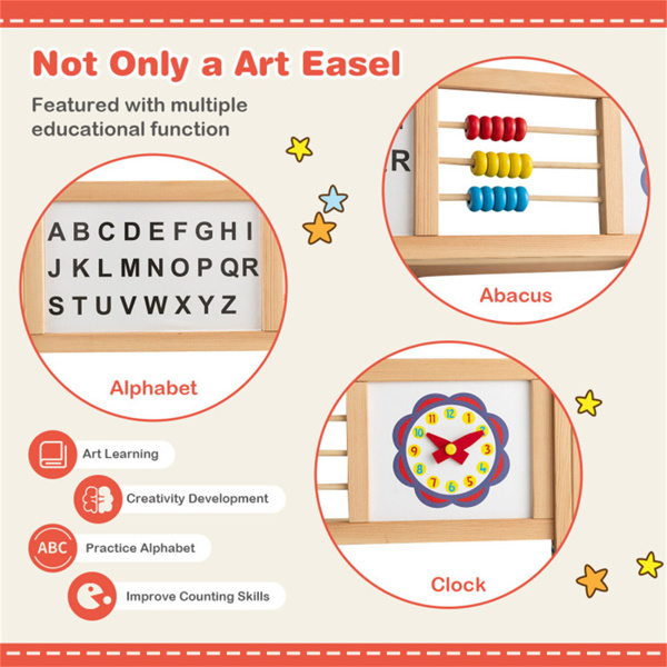 3-in-1 Kids Wooden Art Easel