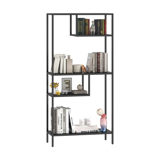 Modern Storage Shelf with 4 Compartments & Metal Legs, Freestanding Organizer,Book Shelves  Display Shelves for Living Room, Bedroom, Home Office