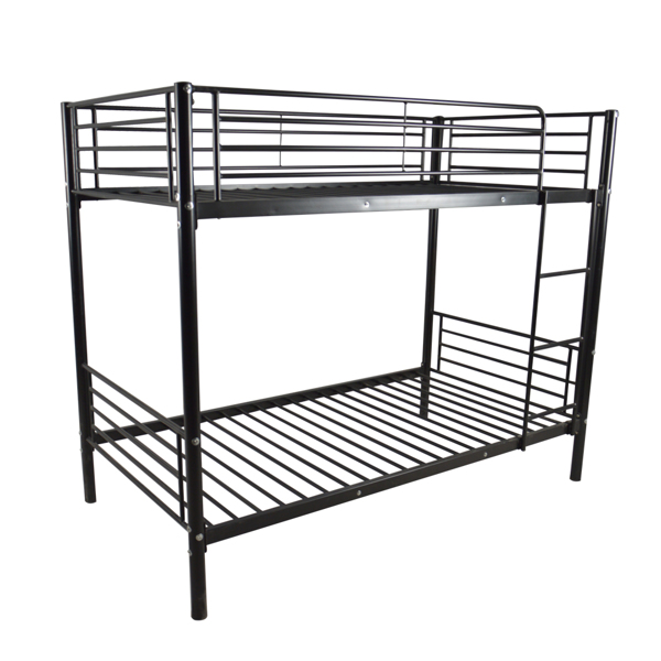 【same code：67430277】Iron Bed Bunk Bed with Ladder for Kids Twin Size Black