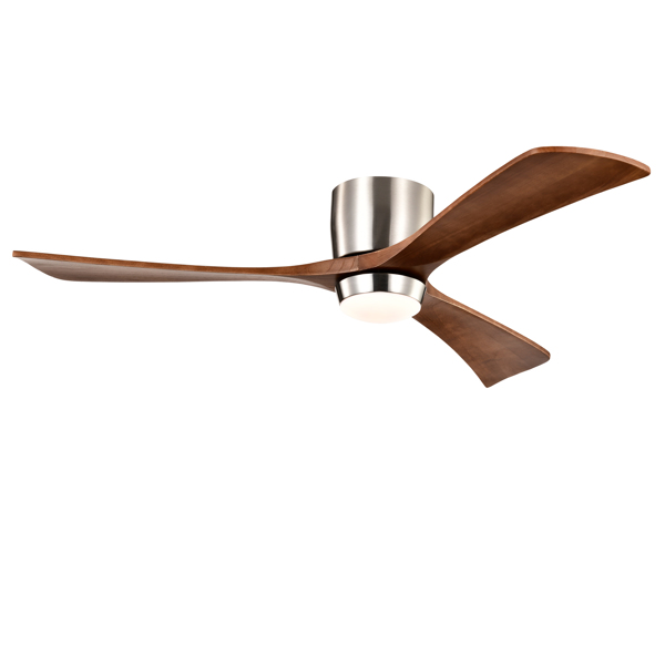 52" Ceiling Fan with Lights Remote Control,Quiet DC Motor 3 Wood Blade Ceiling Fans 6 Speed Levels,Reversible Ceiling Fan, for Patio Living Room, Bedroom, Office,Indoor.(Stain nickel + Walnut )