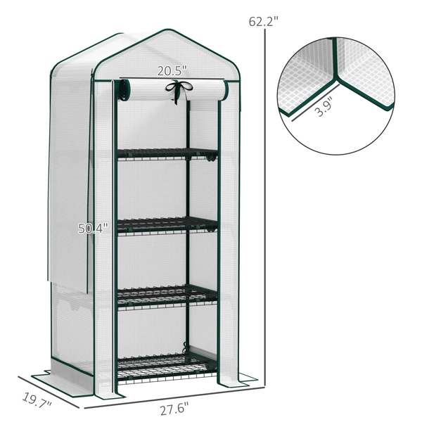   4 Tier Mini Small Greenhouse White 