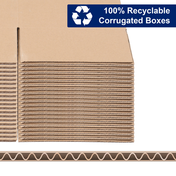 50pcs 8 "x 8" x 8 "(20.3x20.3x20.3cm) thick 3mm corrugated cardboard box in kraft paper color