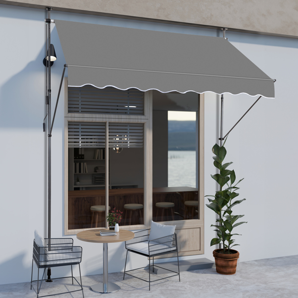 78.7"D x 47.2"W x(78.7 -118.1)"H  Retractable Awning Grey