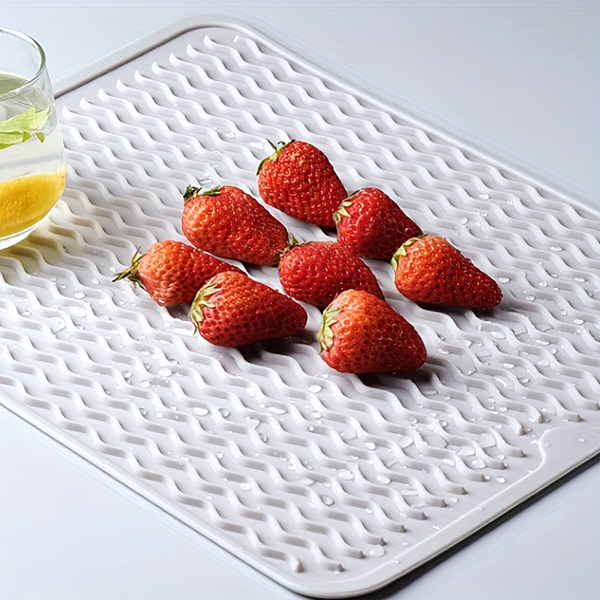 Black 15.74*19.68in 2PCS Silicone Dish Drying Mat: Kitchen Counter Essential for Draining Water and Insulating Dishes