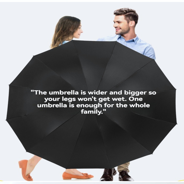 Extra Large Windproof Umbrella – 12-Rib Reinforced Design, Waterproof & Durable, Fits 2-3 People, Perfect for Business Travel, Students, Rain or Shine