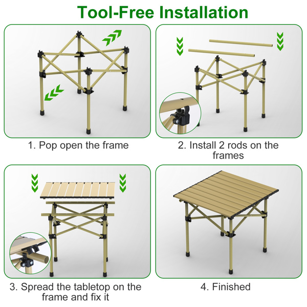 Folding Camping Table, Portable Upgraded Carbon Steel Table with Heavy Duty Carrying Bag, Lightweight Foldable Outdoor Camping Table, Table for Picnic and Barbecue, Beach Patio, Table for 2-3 People