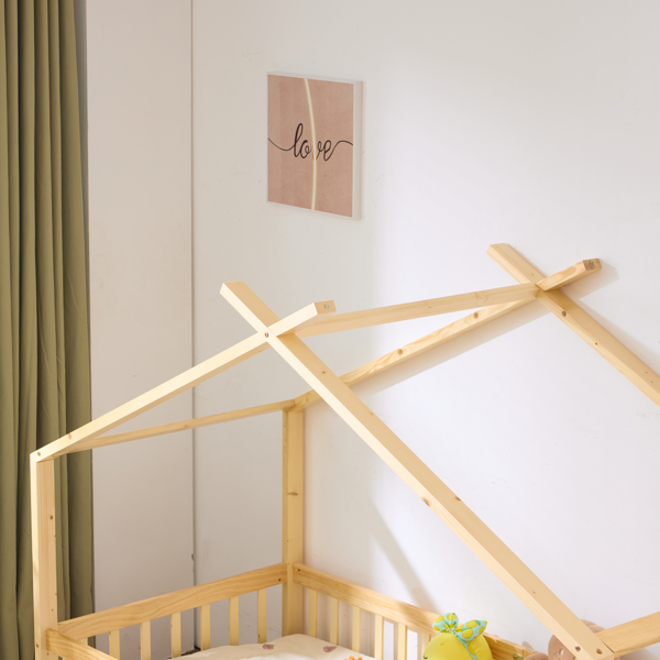 X-Shaped Roof Design Wood Painted Pine Children's Bed