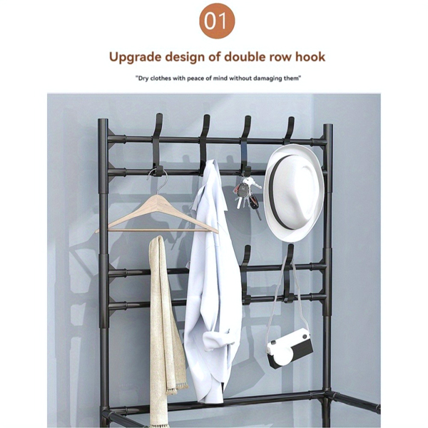 5-Tier Multi-Functional Shoe Rack & Coat Stand – Freestanding Entryway Organizer for Shoes, Boots, Hats & Coats, Fits 10-15 Pairs, Ideal for Bedrooms, Hallways & Dorms