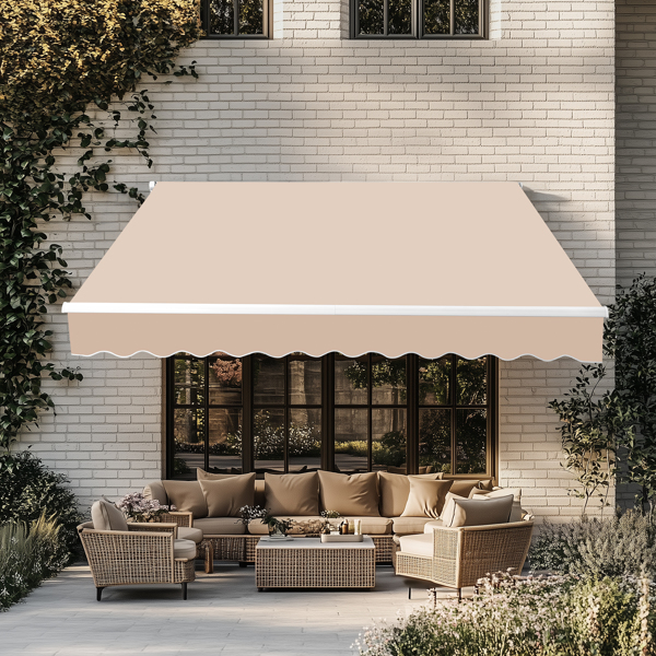 98.4"D x 117"W x 59"H retractable awning Khaki