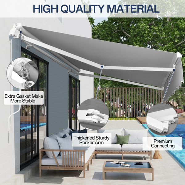 98.4"D x 117"W x 59"H Retractable Awning Grey