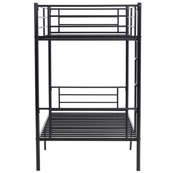 【Same model code: 67430277】Iron Bed Bunk Bed with Ladder for Kids Twin Size Black