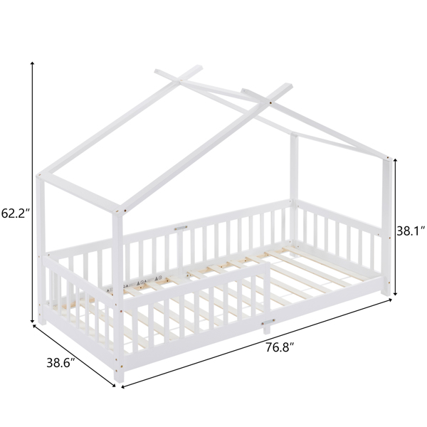 X-Shaped Roof Design White Painted Pine Children's Bed