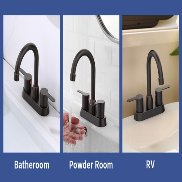 2 Handles Bathroom Sink Faucet, Oil Rubbed Bronze Centerset RV Bathroom Faucets for 2/3 Hole[Unable to ship on weekends]