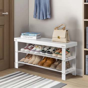 FCH 3-Tier Seamless Top Bamboo Shoe Rack