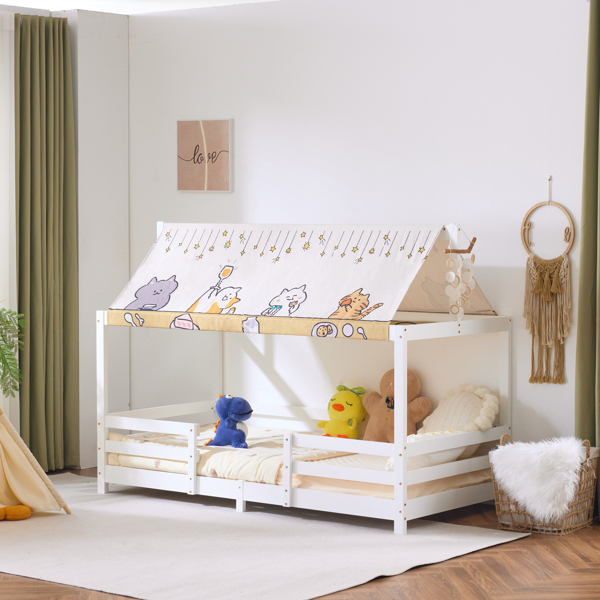 Canopy Roof Design White Painted Pine Children's Bed