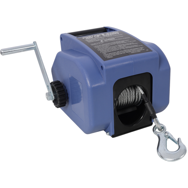 12v Trailer Winch,Reversible Electric Winch, for Boats up to 5000 lbs, Galvanized Wire Rope, with extra pulley hook, Rapid Mount, wirelss remote control,power in and power out.blue plastic casing