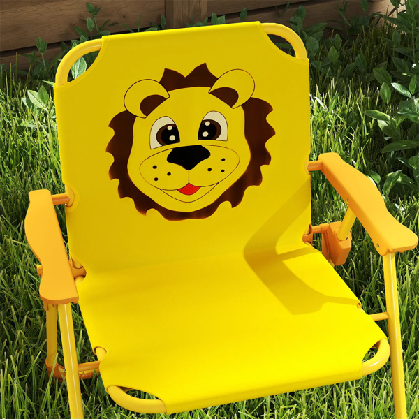  Kids Outdoor Activity Table with Foldable Chairs Yellow  