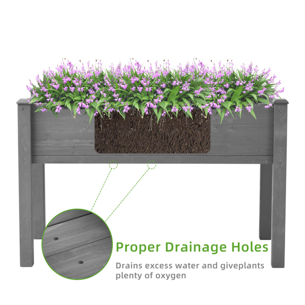 Raised Garden Bed with Legs, Elevated Wooden Planter Box for Outdoor Plants 