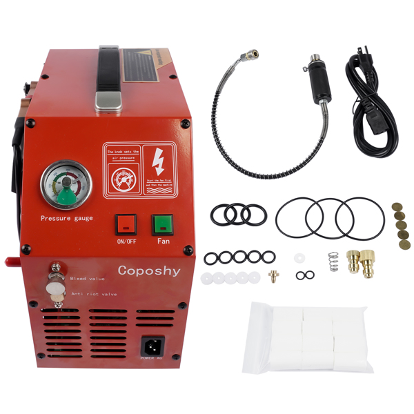 Air Compressor Pump 3 Stage Compression 220V-110v-12v DC 350W 30mpa or 4500psl Red