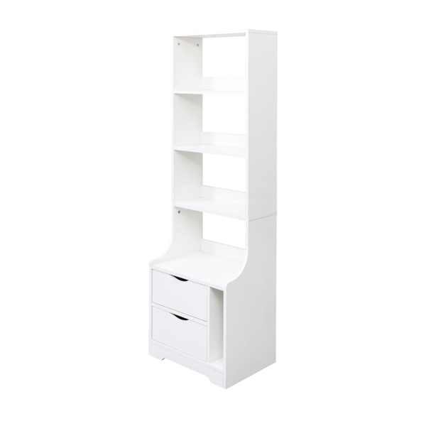 Night Stand with Bookshelf, Night Stand with 2 Storage Drawers for Bedroom