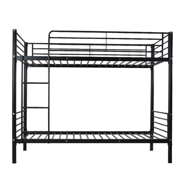 【same code：67430277】Iron Bed Bunk Bed with Ladder for Kids Twin Size Black