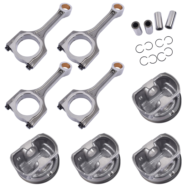 Set of 4 Engine Piston and Connecting Rod Kit for Hyundai Sonata Kia Sorento Optima 2.4L L4 2011-2013 23510-2G540 23410-2G511