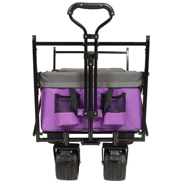 480Lbs Collapsible Wagon with Canopy,Wagon Stroller with 7" All-Terrain Wheels, Lightweight Foldable Wagon, Large Capacity for Camping, Shopping, Sports, and Garden Use,,purple with mosquito net