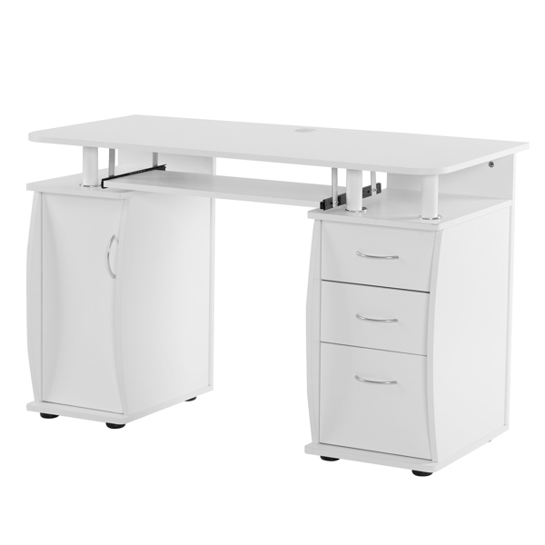 Embossed White Particle Board with Melamine Laminate 1155574cm One-Door Three-Drawer Computer Desk