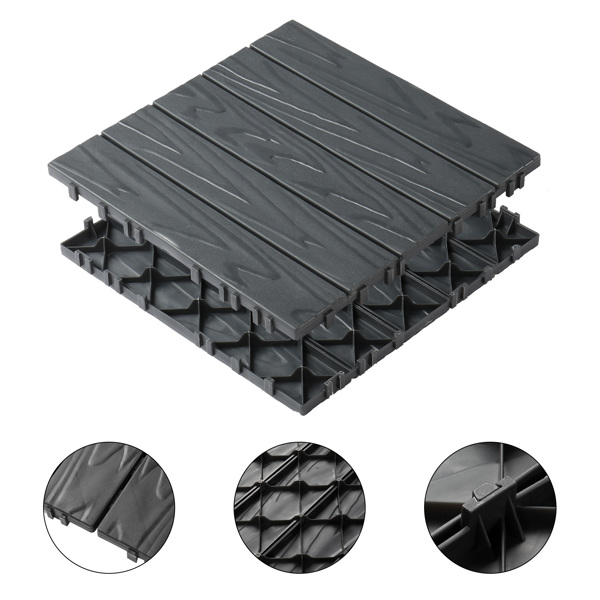 Plastic Interlocking Deck Tiles, 27 Pack, 11.8"x11.8" Waterproof Flooring Tiles for Indoor and Outdoor, Patio Floor Decking Tiles for Porch Poolside Balcony Backyard