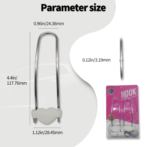 闪亮汽车挂钩收纳座椅头枕挂钩坚固耐用后座挂架存储通用适用于SUV 卡车车辆 4 件装（透明色爱心形）-2